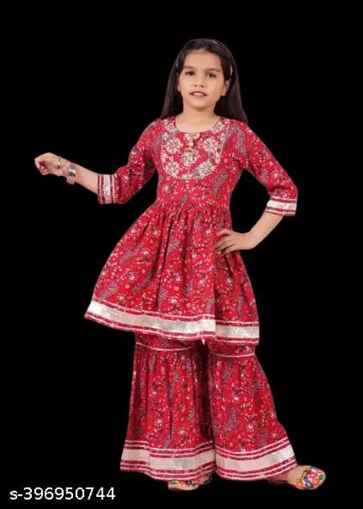 Chandrawat Printed kurti sharara set with dupatta for women