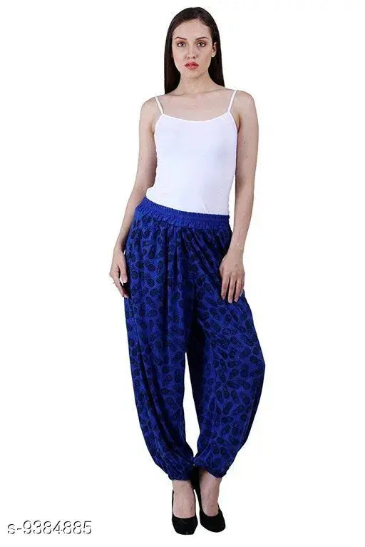 Uzmano Women's Printed Blue Harem Pants