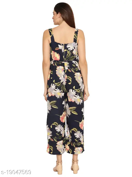 Ruhaan's Womens Summercool Floral Navy Blue Jumpsuit