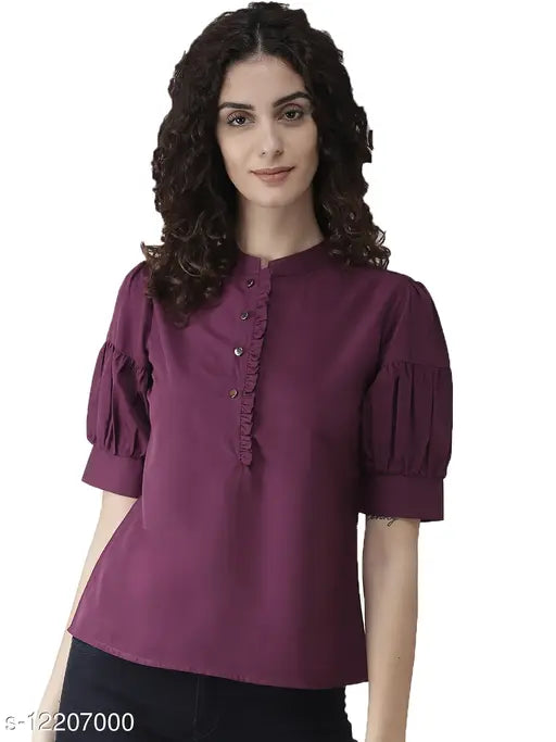 Style Quotient Women Aubergine Solid Top