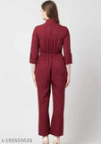 MEHROON COLLAR JUMPSUIT