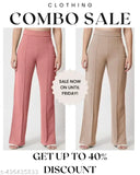 Stylish Women Trouser pants with high-rise bootcut bell-bottom Combo of 2