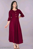 Ultra Fashion Women's Solid Flared Kurti (Maroon)