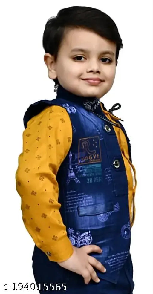 Boys YELLOW Denim Ethnic Jackets