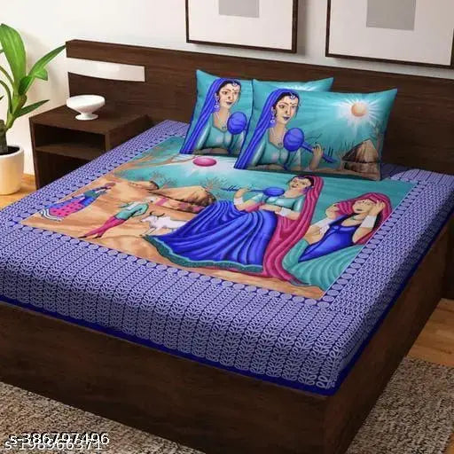 Jaipuri Printed Sanganeri Bedsheet With 2 Pillow Cover