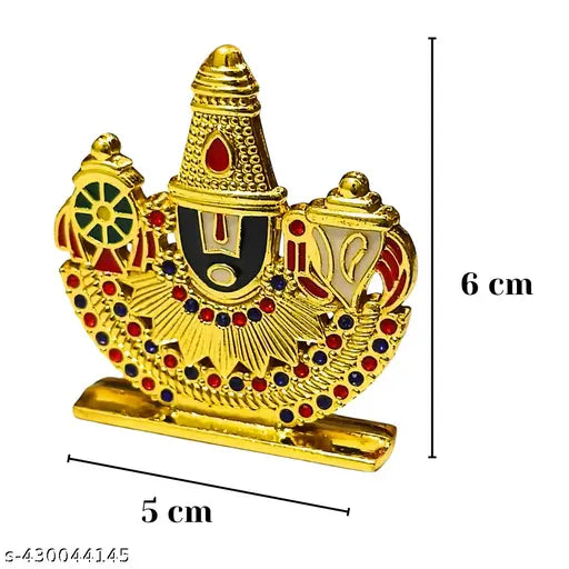 Tirupati Balaji with Stone for Car Dashboard | Tirupati Balaji with Stone for Pooja Room | Tirupati Balaji with Stone for Office room | Tirupati Balaji with Stone for Home decor showpieces | Tirupati Balaji with Stone for return gifts (Gold)