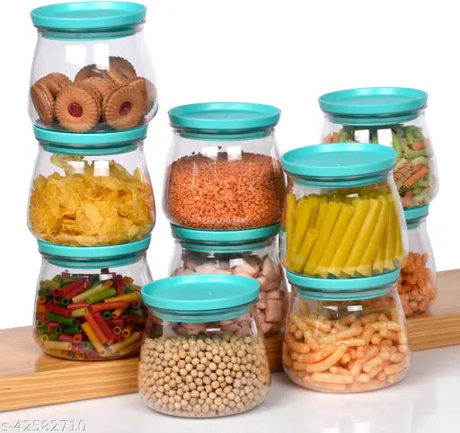 Plastic Handy & Mataka 900ML CONTAINER Storage Jar & Container Plastic Cereal Dispenser, Air Tight, Grocery Container, Fridge Container,Tea Coffee & Sugar Container, Spice Container (BLUE, Pack of 10)