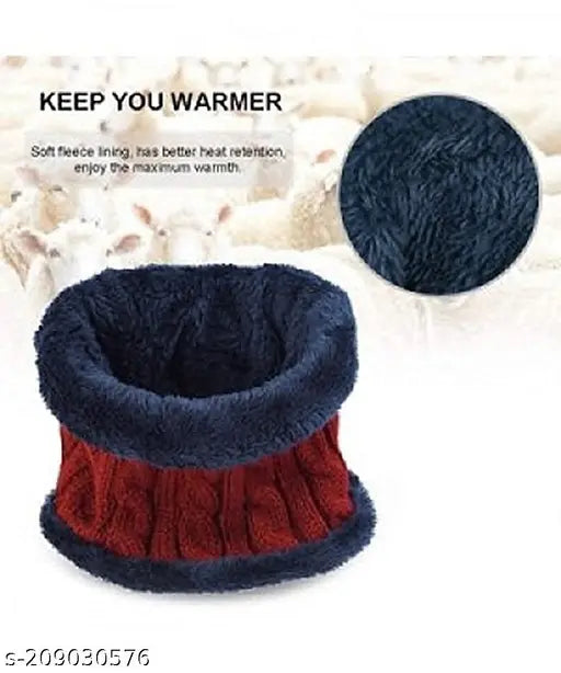 Woolen Beanie Cap Unisex Plus Muffler Scarf Set for Men Women Girl Boy - Warm, Snow Proof - 20 Degree Temperature