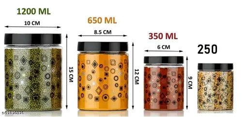 #Premium Printed Plastic Containers | 1200ml, 650ml, 350ml, 250ml Storage Containers | Plastic Pantry Storage Containers Pack |