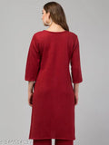 MAROON WOOLLEN EMBROIDERED KURTI FOR WOMEN/GIRLS