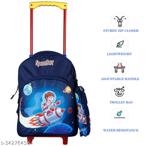 Indian Riders Space Boy School Kids School & Travel Trolley Bag 16 Inch (Blue) 30 L Waterproof Trolley (Blue, 30 L)