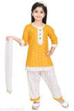 Lovely Fashion Girls Party(Festive) Kurta Pant Yellow