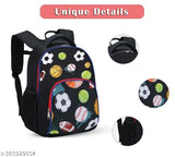 Polyester 26 L School Backpack With Pencil School Bag Class 1 to 8 Daypack (BK_Black_Ball_24_B)