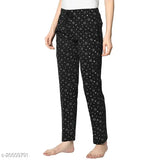 Women Printed StraightFit Black Trousers