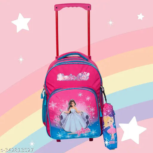 Indian Riders baby wonder girl School Kids Bag - 16 Inches- Queen Pink School Bag Trolley Bag Waterproof Trolley (Multicolor, 20 L)