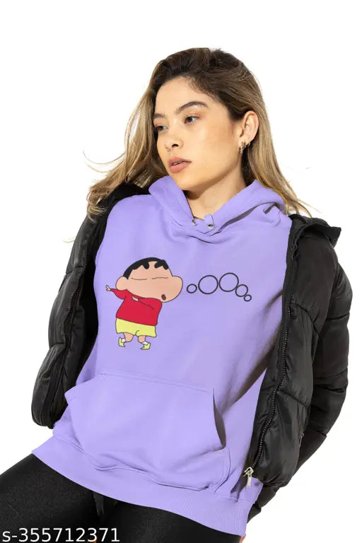 Broke Memers Ooooo (Shinchan) Printed Hoodie for Men(Lavendar)