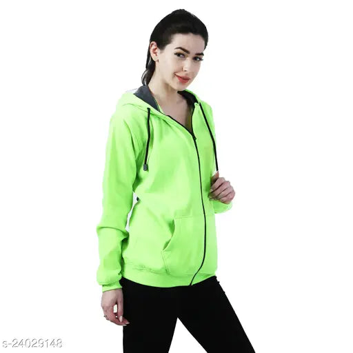 Chanda Khuba Women's Sweatshirt Full Sleeve Kangaroo Pocket Pullover hoodies With Zip - CKHD-G-04