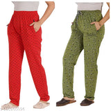 RADHIKA Women's Cotton Lower Track Pant Pyjama With Both Sides Pocket and Zip Combo Pack of 2