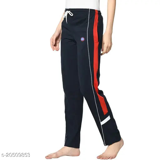 Women Solid StraightFit Blue Trousers