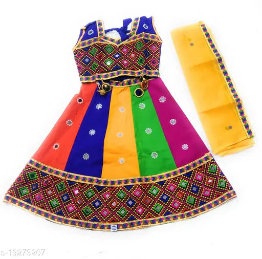 ANNA FASHION Cotton Printed Multicolour Lehanga Choli Set (6-7 year)