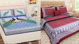 2 Best Bedsheet Combo Pack 1 is Jaipuri Peacock Printed Double Bedsheet and 2nd is Jaipuri Trendy Bedsheet (Pack of: 2 Bedsheet with 4 Pillow Cover)