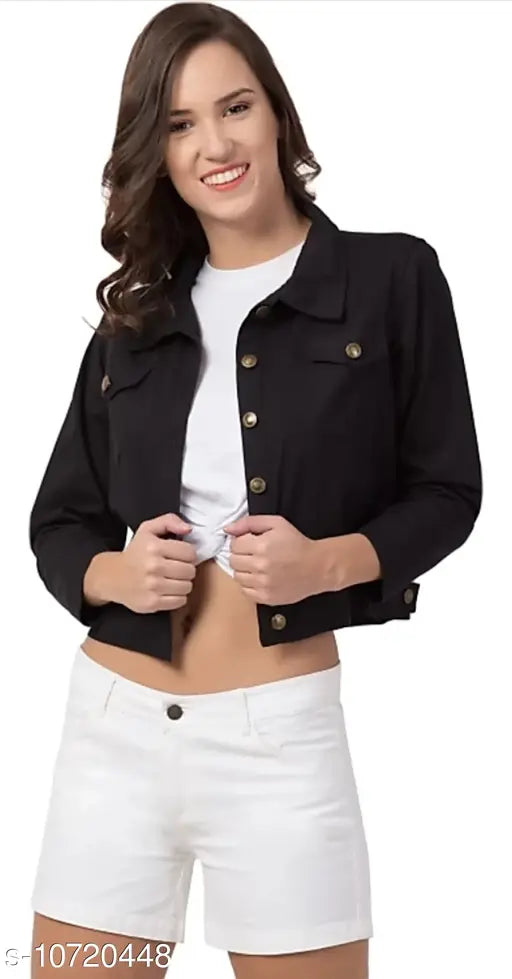 Trendy Self Design Plan Full Sleeve Solid Women Cotton jacket