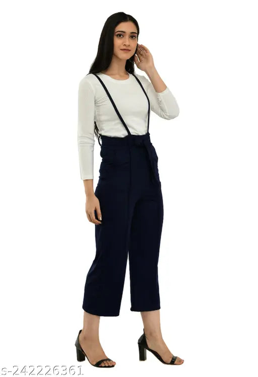 Women Two Pieces Navy Blue Dress Dungaree Set | Women Multicolor Dress | Women Dungaree | Women Dungaree Set | Women Dress Set | Women Casual Dress | Women Regular Dress | Women Solid Dress | Women Solid Dungaree | Women Two Pieces Dungaree | Women Dress