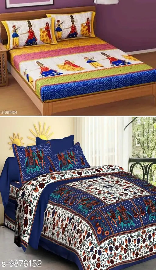 Jaipuri Printed Double Bed sheet pack of 2