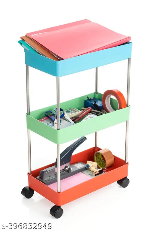 ELIGHTWAY MART Vegetable Kitchen Trolley Plastic ( Shelve-3/MIX )