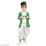 RK Collection Kids Party/Festive C-Green Designer Embroidery Kurta Salwar with Light Green Coti Suit For Girls