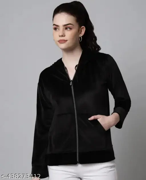 Velvet Chain Hoodie Black For Girls