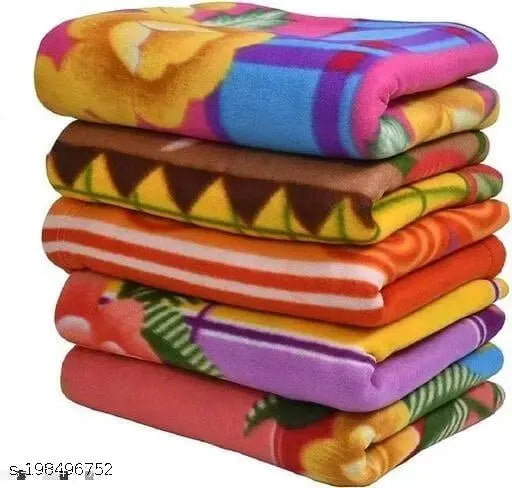 Shine Creations Pack of 5 Single Bed Polar Fleece Ac Blanket_Size - 60*90 inch, color-Multi