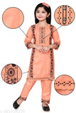 Urban Youth Beautiful Kurti Pant Set Front Button Look Embroidery Rayon Fabric Set For Girls