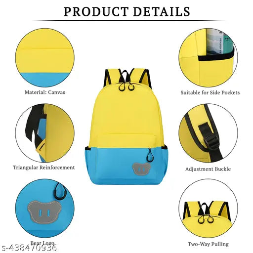 SYGA Children's Backpack For Elementary School Students, Suitable For 2-3 Years Old (Small Yellow With Lake Blue)