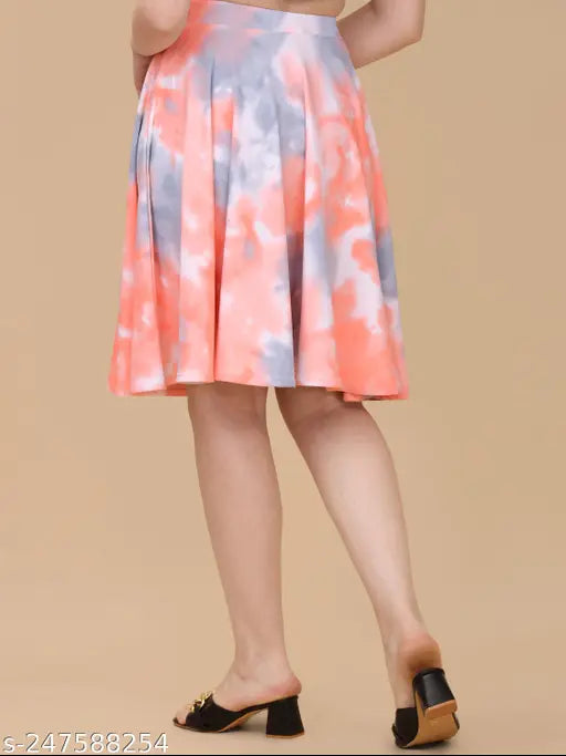 Women Printed Flared Multicolor Skirt