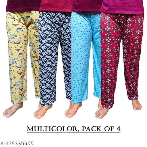 DASKART Pyjamas Pant for Women (Pack of 4, Multicolor)