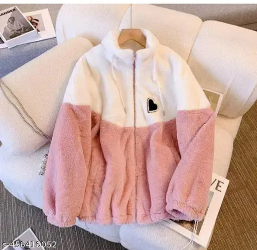 Womens sweater Zip hard Far pink White beauty ful colour