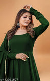 Hot Designer Green Georgette Stitched A-line Dress