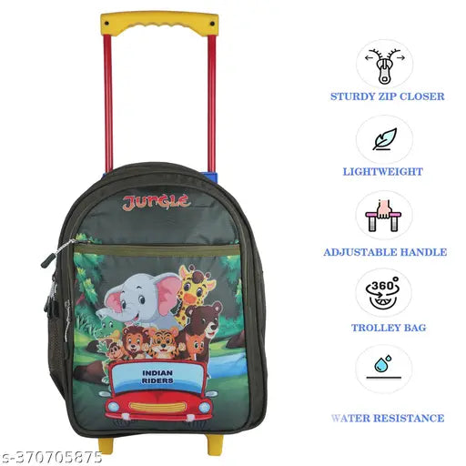 Indian Riders Zoo Cartoon Animal Kid's School & Travel Trolley Bag 16 Inch (DARK Green, 30 L) Waterproof Trolley (Light Blue, 30 L)