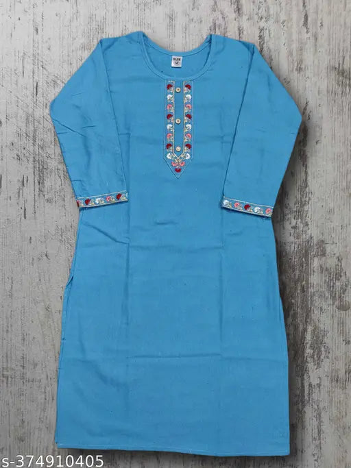 WINTER EMBROIDERY KURTI WOOLLEN | THREE QUARTER SLEEVE | GIRLS END WOMEN | GARAM KURTI