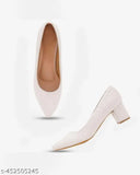 FQ White Block Pumps Heels