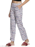 NUEVOSDAMAS RAYON FLORAL WHITE PRINTED PYJAMA