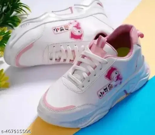 Halima Kids Girl's Synthetic White Baby Doll Casual Sneakers Shoes