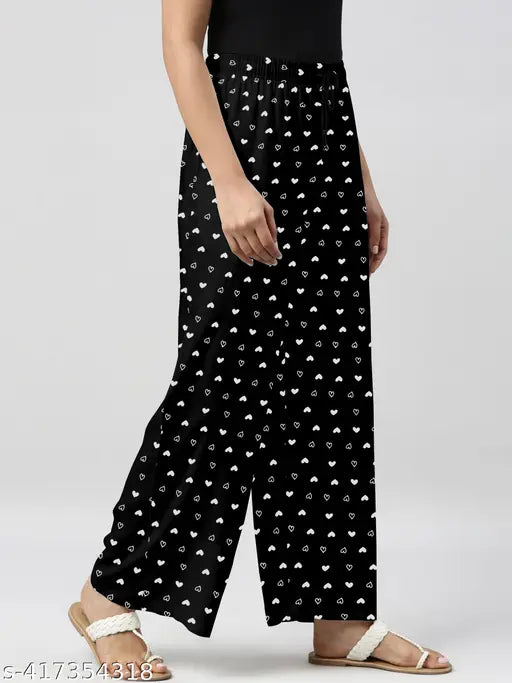 payzama for women & Women's Cotton Printed Pyjama. Black Pajamas