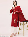 BLUSHH COLLECTION Women's Embroidery Pattern Wool Kurta