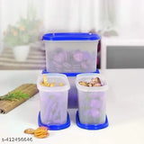 FREQCTY Plastic OVAL MODULAR CONTAINER 1500ml_12 PcsStorage Jar & Container 1500ML Plastic Cereal Dispenser, Air Tight, Grocery Container, Fridge Container,Tea Coffee & Sugar Container, Spice Container (BLUE, Pack Of - 4)