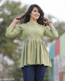 RAYON ATTRACTIVE LIGHT GREEN EMBROIDERY CROP TOP