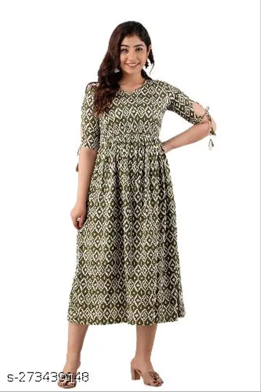 Beautiful rayon flared anarkali kurta with tassels and elasticated waistband calf long kantha work neckline slit elbow cut sleeves