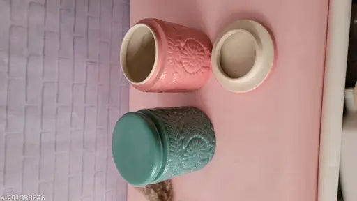 Allcreations Ceramic Jar 900ml Green and Pink