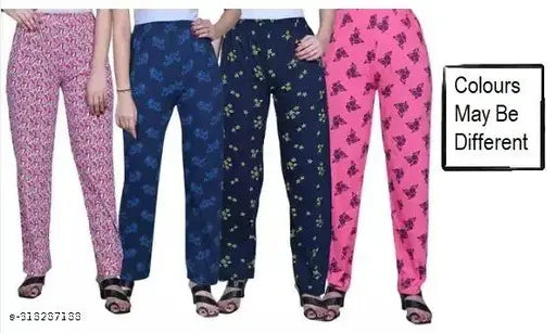 Stylish Printed Pajama 4 pcs Multi Colours